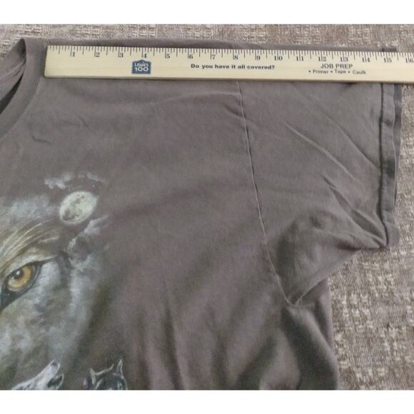Mens 2XL T Shirt Wolves Howling At The Moon Tie-Dye Brown Native American Nature - Picture 7 of 10